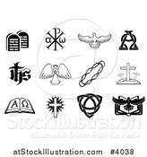 Vector Illustration of Black and White Christian Icons by AtStockIllustration