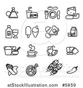 Vector Illustration of Black and White Coffee and Food Icons by AtStockIllustration