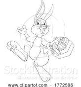 Vector Illustration of Black and White Easter Bunny Rabbit by AtStockIllustration