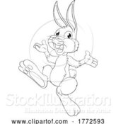 Vector Illustration of Black and White Easter Bunny Rabbit by AtStockIllustration