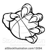 Vector Illustration of Black and White Monster Claw Holding a Basketball by AtStockIllustration