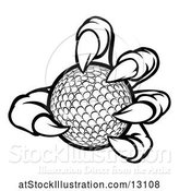 Vector Illustration of Black and White Monster Claw Holding a Golf Ball by AtStockIllustration