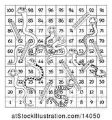 Vector Illustration of Black and White Snakes and Ladders Board Game by AtStockIllustration