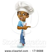 Vector Illustration of Black Boy Child Chef Kid Sign Pointing by AtStockIllustration