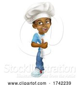 Vector Illustration of Black Boy Child Chef Kid Sign Thumbs up by AtStockIllustration