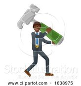 Vector Illustration of Black Businessman Holding Hammer Mascot Concept by AtStockIllustration