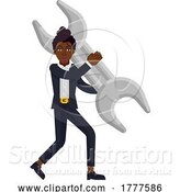 Vector Illustration of Black Businesswoman and Spanner Wrench Concept by AtStockIllustration