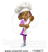 Vector Illustration of Black Girl Child Chef Kid Sign by AtStockIllustration