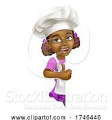 Vector Illustration of Black Girl Child Chef Kid Sign Thumbs up by AtStockIllustration