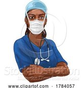 Vector Illustration of Black Lady Doctor Nurse Medical Professional Mask by AtStockIllustration