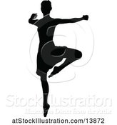 Vector Illustration of Black Silhouetted Ballerina Dancing by AtStockIllustration