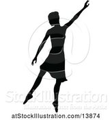 Vector Illustration of Black Silhouetted Ballerina Dancing by AtStockIllustration