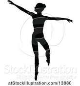 Vector Illustration of Black Silhouetted Ballerina Dancing by AtStockIllustration