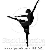 Vector Illustration of Black Silhouetted Ballerina Dancing by AtStockIllustration