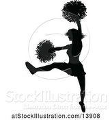 Vector Illustration of Black Silhouetted Cheerleader in Action by AtStockIllustration