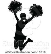 Vector Illustration of Black Silhouetted Cheerleader in Action by AtStockIllustration