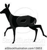 Vector Illustration of Black Silhouetted Deer Doe by AtStockIllustration