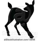 Vector Illustration of Black Silhouetted Deer Fawn by AtStockIllustration