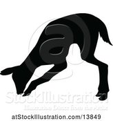 Vector Illustration of Black Silhouetted Deer Fawn by AtStockIllustration