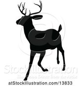 Vector Illustration of Black Silhouetted Deer Stag Buck by AtStockIllustration