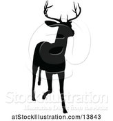 Vector Illustration of Black Silhouetted Deer Stag Buck by AtStockIllustration