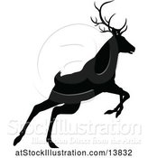 Vector Illustration of Black Silhouetted Deer Stag Buck Rutting by AtStockIllustration