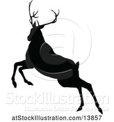 Vector Illustration of Black Silhouetted Deer Stag Buck Rutting by AtStockIllustration