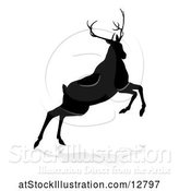 Vector Illustration of Black Silhouetted Deer Stag Buck, with a Shadow on a White Background by AtStockIllustration