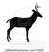 Vector Illustration of Black Silhouetted Deer Stag Buck, with a Shadow on a White Background by AtStockIllustration