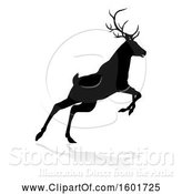 Vector Illustration of Black Silhouetted Deer Stag Buck, with a Shadow on a White Background by AtStockIllustration