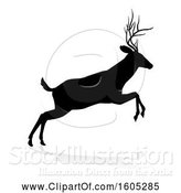 Vector Illustration of Black Silhouetted Deer Stag Buck, with a Shadow on a White Background by AtStockIllustration