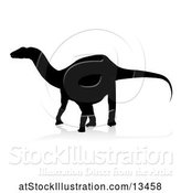 Vector Illustration of Black Silhouetted Dinosaur, with a Shadow on a White Background by AtStockIllustration