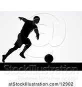 Vector Illustration of Black Silhouetted Male Soccer Player over Gray by AtStockIllustration