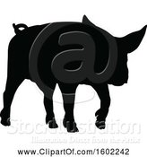 Vector Illustration of Black Silhouetted Pig by AtStockIllustration