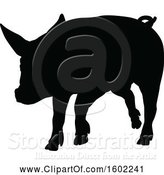 Vector Illustration of Black Silhouetted Pig by AtStockIllustration