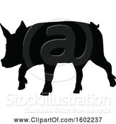 Vector Illustration of Black Silhouetted Pig by AtStockIllustration