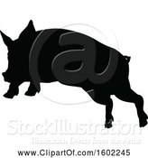 Vector Illustration of Black Silhouetted Pig by AtStockIllustration