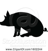 Vector Illustration of Black Silhouetted Pig by AtStockIllustration