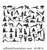 Vector Illustration of Black Silhouetted Women in Yoga Poses by AtStockIllustration