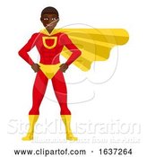 Vector Illustration of Black Super Hero Guy by AtStockIllustration