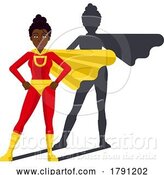 Vector Illustration of Black Super Hero Lady Character by AtStockIllustration