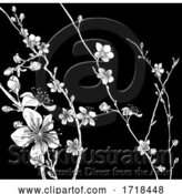 Vector Illustration of Blossom Japanese Sakura Cherry Flower Print by AtStockIllustration