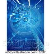 Vector Illustration of Blue Background with 3d Gear Cog Wheels by AtStockIllustration