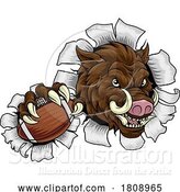 Vector Illustration of Boar Wild Hog Razorback Warthog Football Mascot by AtStockIllustration