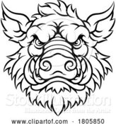 Vector Illustration of Boar Wild Hog Razorback Warthog Mascot Pig by AtStockIllustration