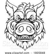 Vector Illustration of Boar Wild Hog Razorback Warthog Mascot Pig by AtStockIllustration