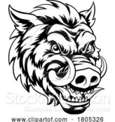 Vector Illustration of Boar Wild Hog Razorback Warthog Mascot Pig by AtStockIllustration