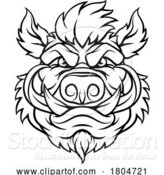 Vector Illustration of Boar Wild Hog Razorback Warthog Mascot Pig by AtStockIllustration