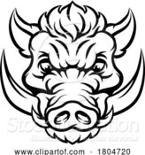 Vector Illustration of Boar Wild Hog Razorback Warthog Mascot Pig by AtStockIllustration