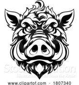 Vector Illustration of Boar Wild Hog Razorback Warthog Mascot Pig by AtStockIllustration